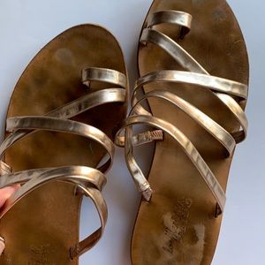 👉🏼Loeffler Randall gold gladiator sandal